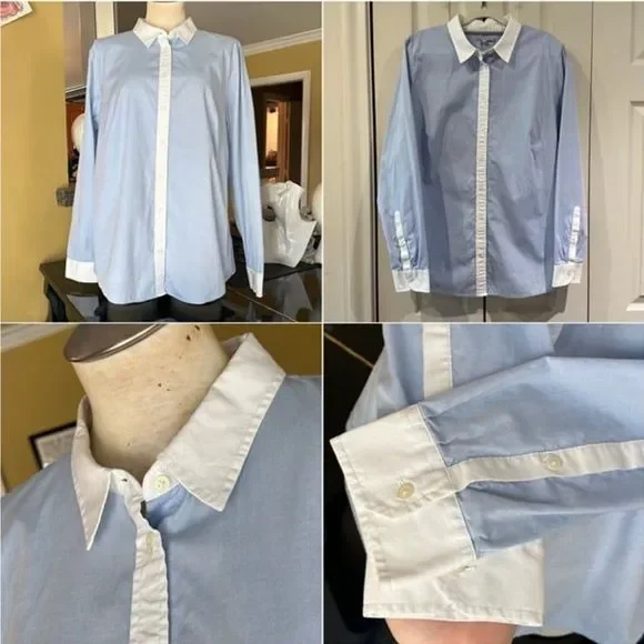 GAP | Tops | Gap Light Blue Dress Shirt White Collar Cuffs Slim Fit  Executive Button Down | Poshmark